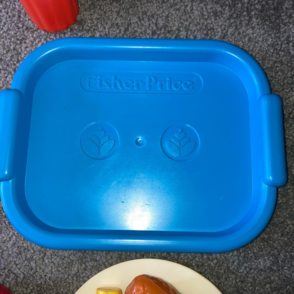 Vintage Fisher Price Play Food Chicken Dinner Mashed Potatoes Corn Apple Tray - Picture 5 of 6